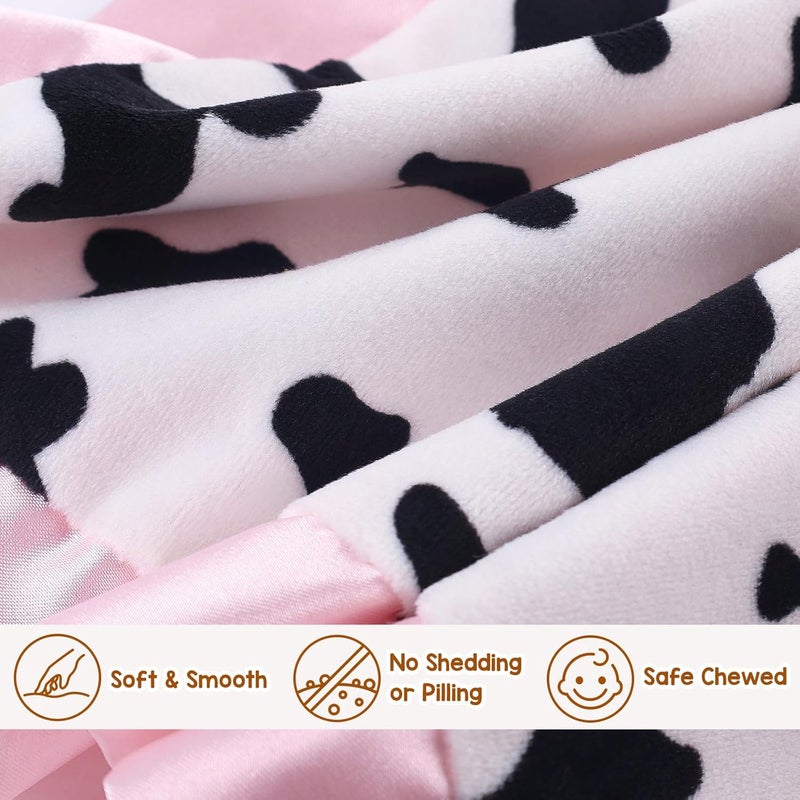 MOVEPAI Baby Security Blanket, Soft Baby Lovey Toy Blanket for Girls, Snuggle Toy Lovie Newborn Gift, Stuffed Animals Cow 16 Inch - Image 5